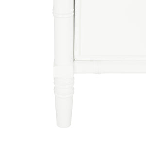Safavieh Mina Modern Coastal Nightstand With Chinoiserie Bamboo Design And Ample Storage For Bedrooms White / Gold NST3500B