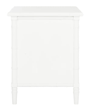 Safavieh Mina Modern Coastal Nightstand With Chinoiserie Bamboo Design And Ample Storage For Bedrooms White / Gold NST3500B