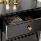 Safavieh Mina 3 Drawer Nightstand Black / Gold NST3500E