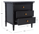 Safavieh Mina 3 Drawer Nightstand Black / Gold NST3500E