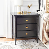 Safavieh Mina 3 Drawer Nightstand Black / Gold NST3500E