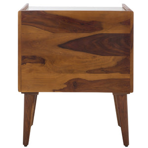 Safavieh Alexi 2 Drawer Nightstand - Retro-Rustic Design With White Marble Top & Brown Wood Finish For Style NST3701A