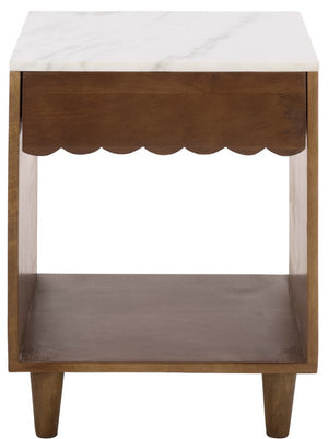 Safavieh Lyubov Marble Top Nightstand with Wood Base for Modern Bedroom Decor NST3702A