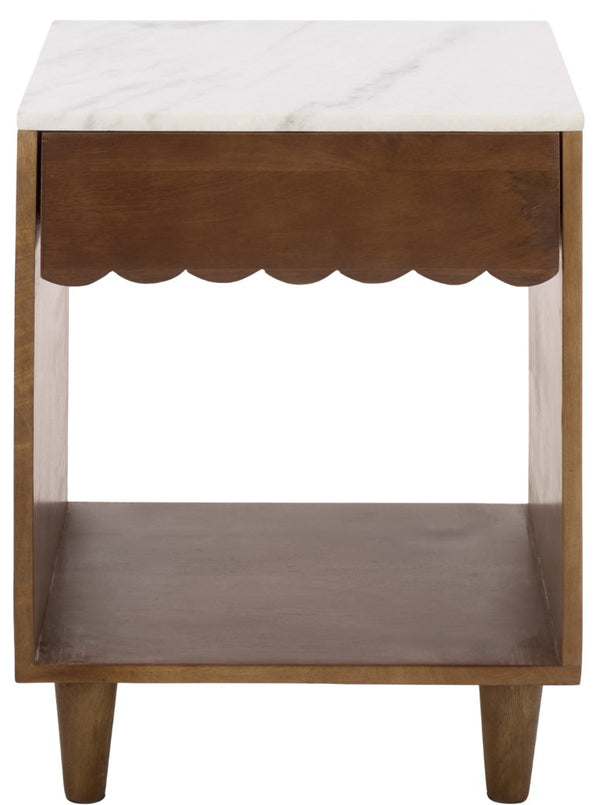 Safavieh Lyubov Marble Top Nightstand with Wood Base for Modern Bedroom Decor NST3702A