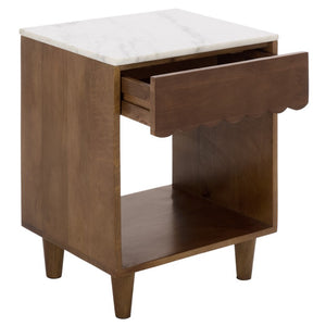 Safavieh Lyubov Marble Top Nightstand with Wood Base for Modern Bedroom Decor NST3702A