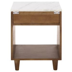 Safavieh Lyubov Marble Top Nightstand with Wood Base for Modern Bedroom Decor NST3702A