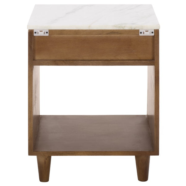 Safavieh Lyubov Marble Top Nightstand with Wood Base for Modern Bedroom Decor NST3702A