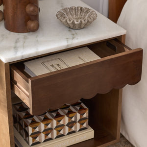 Safavieh Lyubov Marble Top Nightstand with Wood Base for Modern Bedroom Decor NST3702A