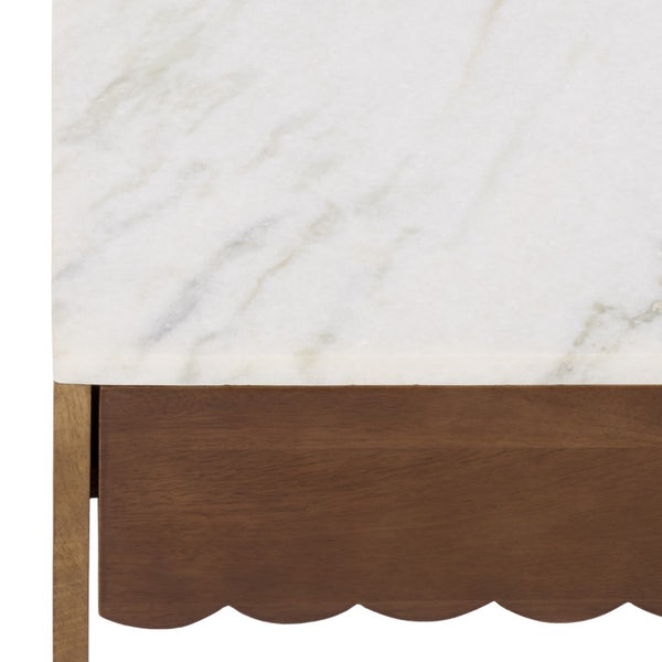 Safavieh Lyubov Marble Top Nightstand with Wood Base for Modern Bedroom Decor NST3702A