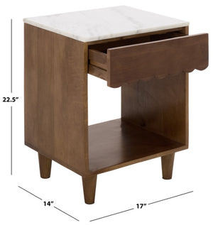 Safavieh Lyubov Marble Top Nightstand with Wood Base for Modern Bedroom Decor NST3702A