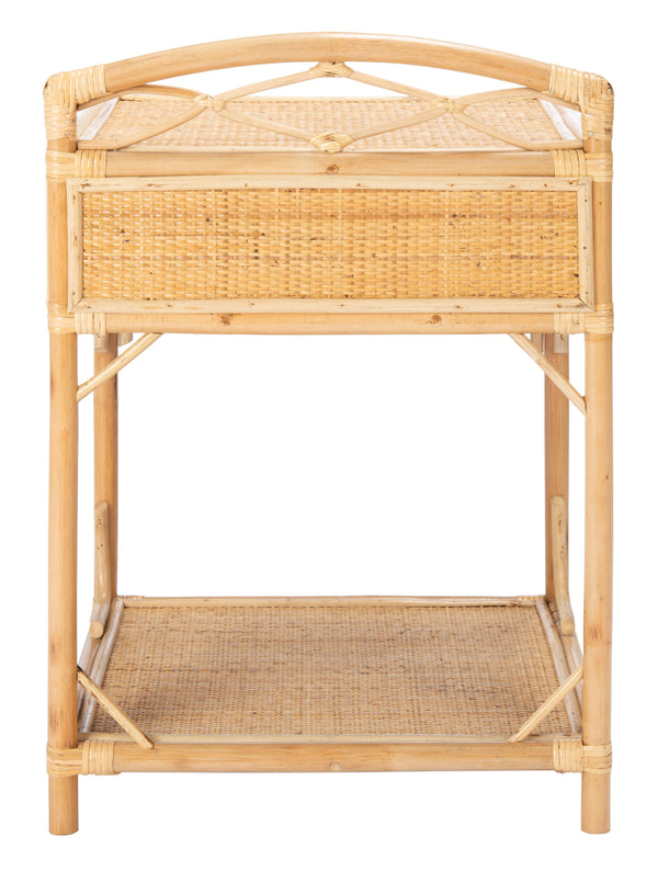 Safavieh Bea Nightstand With Drawer & Shelf – Coastal-inspired Wood & Rattan Design For Serene Bedrooms Natural Wood,Cane Nst4000a