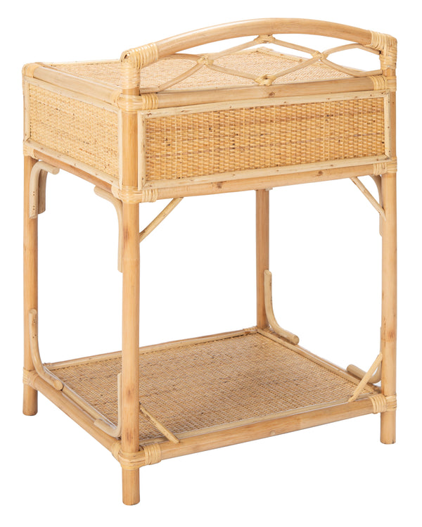 Safavieh Bea Nightstand With Drawer & Shelf – Coastal-inspired Wood & Rattan Design For Serene Bedrooms Natural Wood,Cane Nst4000a