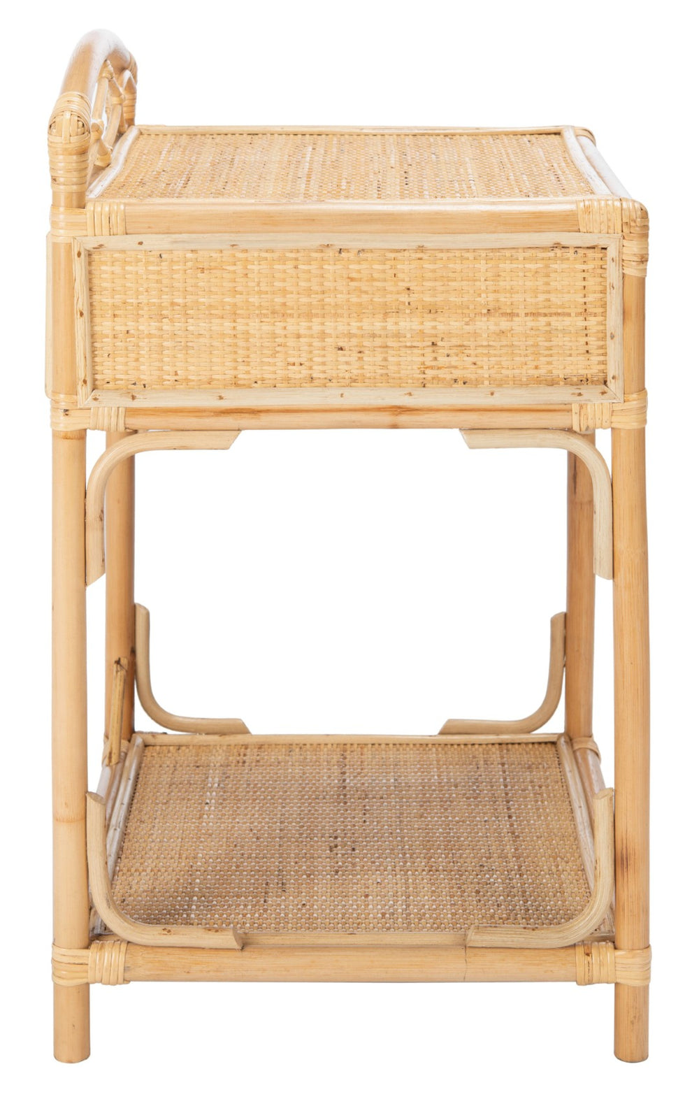 Safavieh Bea Coastal-Inspired Nightstand With Rattan Texture, 1 Drawer & Open Shelf For Stylish Storage Natural NST4000A