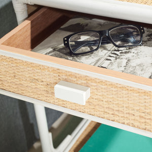 Safavieh Bea Coastal-Inspired Nightstand With Rattan Texture, 1 Drawer & Open Shelf For Stylish Storage White / Natural NST4000B