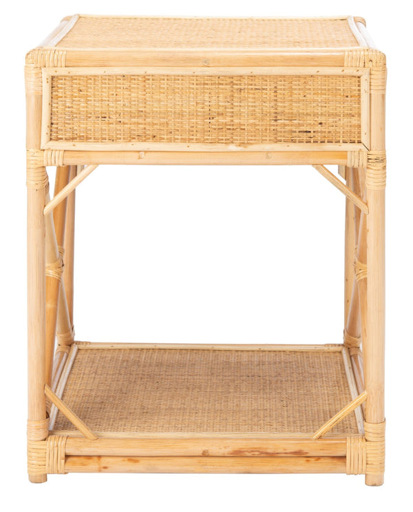 Safavieh Bali Coastal 1 Drawer Nightstand With Open Shelf – Stylish Storage For Bedroom Or Living Room Decor Natural NST4001A