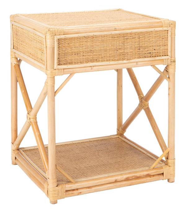 Safavieh Bali Coastal 1 Drawer Nightstand With Open Shelf – Stylish Storage For Bedroom Or Living Room Decor Natural NST4001A