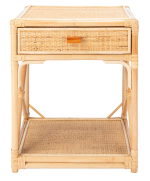 Safavieh Bali Coastal 1 Drawer Nightstand With Open Shelf – Stylish Storage For Bedroom Or Living Room Decor Natural NST4001A
