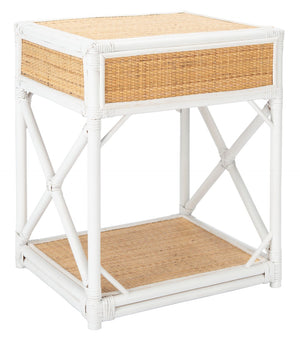 Safavieh Bali Coastal 1 Drawer Nightstand With Open Shelf – Stylish Storage For Bedroom Or Living Room Decor White / Natural NST4001B