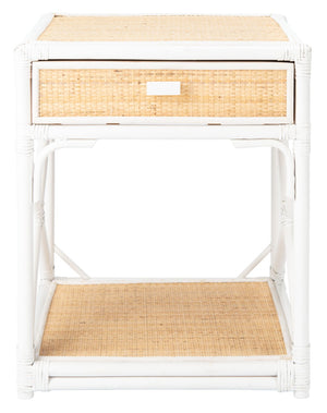 Safavieh Bali Coastal 1 Drawer Nightstand With Open Shelf – Stylish Storage For Bedroom Or Living Room Decor White / Natural NST4001B