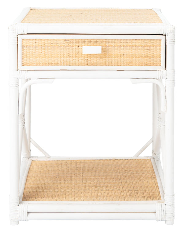 Safavieh Bali Coastal 1 Drawer Nightstand With Open Shelf – Stylish Storage For Bedroom Or Living Room Decor White / Natural NST4001B