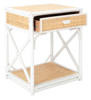 Safavieh Bali Coastal 1 Drawer Nightstand With Open Shelf – Stylish Storage For Bedroom Or Living Room Decor White / Natural NST4001B