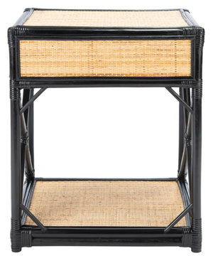 Safavieh Bali Coastal 1 Drawer Nightstand With Open Shelf – Stylish Storage For Bedroom Or Living Room Decor Black / Natural NST4001C