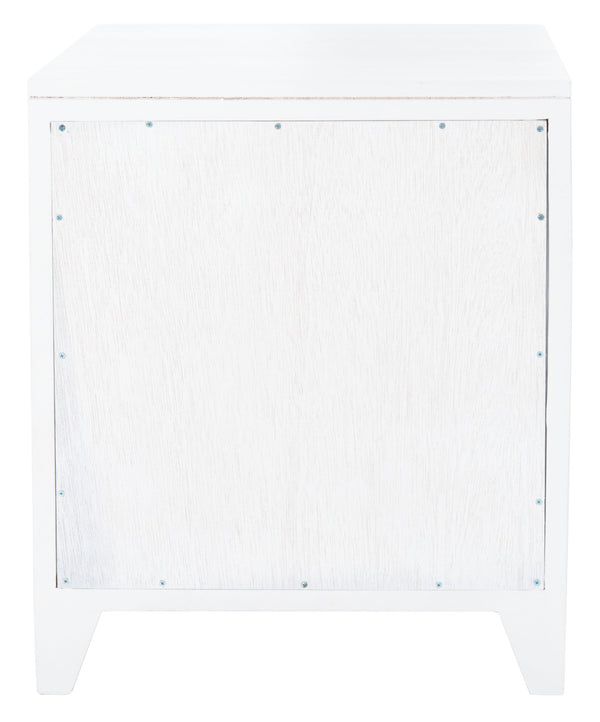 Safavieh Devon Coastal-Inspired Nightstand With Rattan Accents, 1 Drawer & 1 Door For Bedroom Storage Solutions White/Natural NST4002C