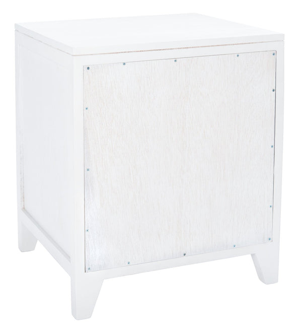 Safavieh Devon Coastal-Inspired Nightstand With Rattan Accents, 1 Drawer & 1 Door For Bedroom Storage Solutions White/Natural NST4002C