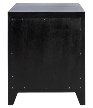 Safavieh Devon Coastal-Inspired Nightstand With Rattan Accents, 1 Drawer & 1 Door For Bedroom Storage Solutions Black/Natural NST4002D
