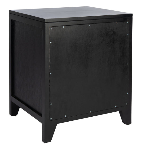 Safavieh Devon Coastal-Inspired Nightstand With Rattan Accents, 1 Drawer & 1 Door For Bedroom Storage Solutions Black/Natural NST4002D