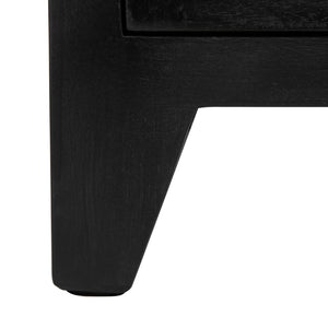Safavieh Devon Coastal-Inspired Nightstand With Rattan Accents, 1 Drawer & 1 Door For Bedroom Storage Solutions Black/Natural NST4002D