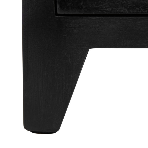 Safavieh Devon Coastal-Inspired Nightstand With Rattan Accents, 1 Drawer & 1 Door For Bedroom Storage Solutions Black/Natural NST4002D