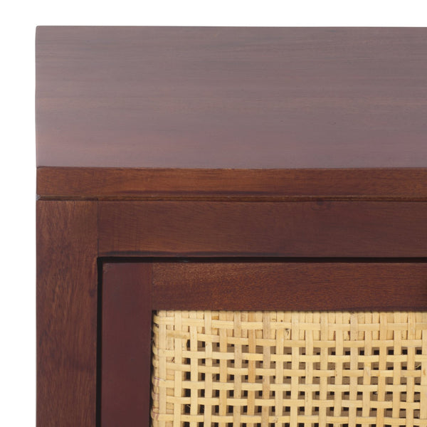 Safavieh Devon 1 Drawer 1 Door Nightstand - Dark Natural Finish With Stylish Design & Ample Storage Space Dark Natural ,Natural Carb P2 Plywood,Weaving Nst4002e