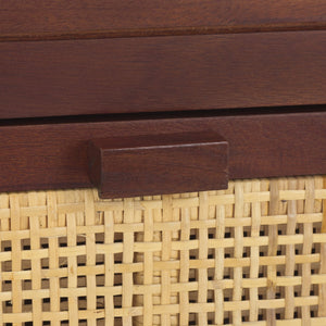 Safavieh Devon 1 Drawer 1 Door Nightstand - Dark Natural Finish With Stylish Design & Ample Storage Space Dark Natural ,Natural Carb P2 Plywood,Weaving Nst4002e