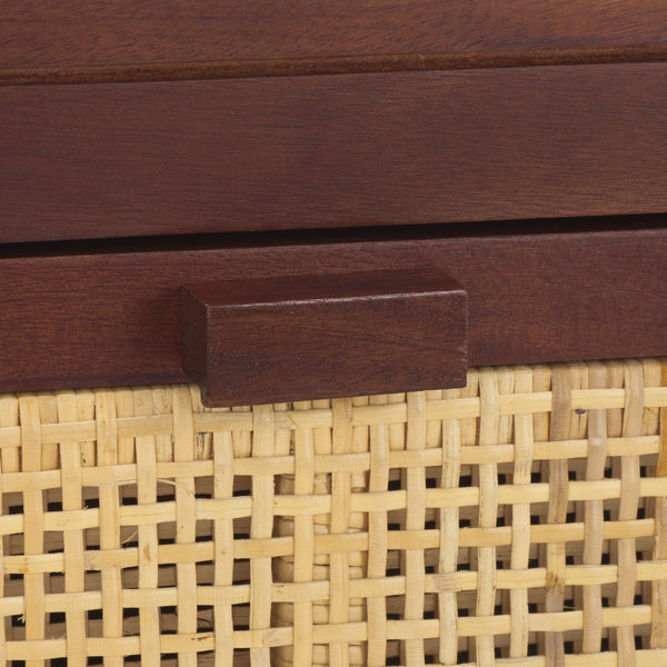 Safavieh Devon 1 Drawer 1 Door Nightstand - Dark Natural Finish With Stylish Design & Ample Storage Space Dark Natural ,Natural Carb P2 Plywood,Weaving Nst4002e