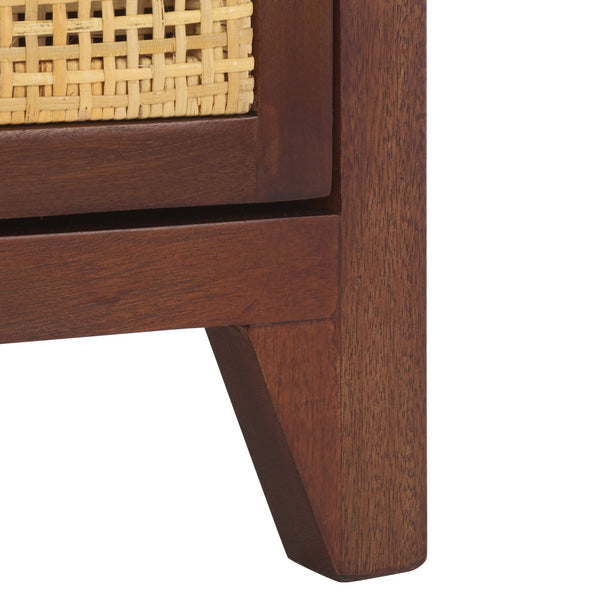 Safavieh Devon 1 Drawer 1 Door Nightstand - Dark Natural Finish With Stylish Design & Ample Storage Space Dark Natural ,Natural Carb P2 Plywood,Weaving Nst4002e