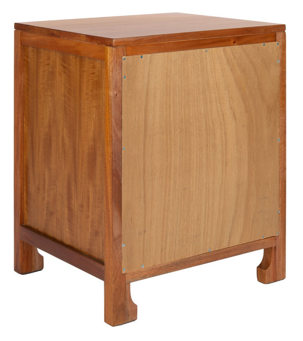 Safavieh Dave Coastal Style Nightstand With Storage, Natural Wood Frame & Rattan For Modern Interiors Natural NST4003A