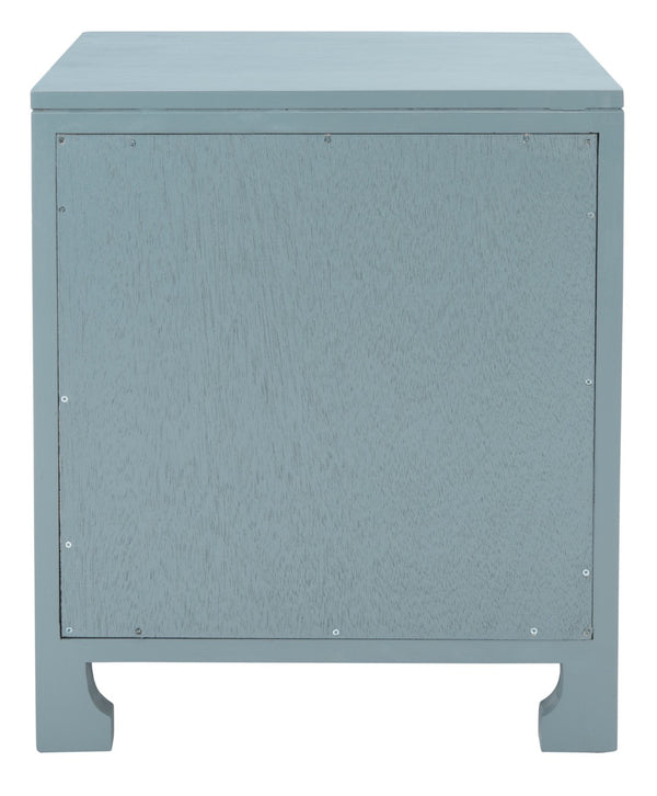 Safavieh Dave Coastal Style Nightstand With Storage, Natural Wood Frame & Rattan For Modern Interiors Blue Grey/Natural NST4003B