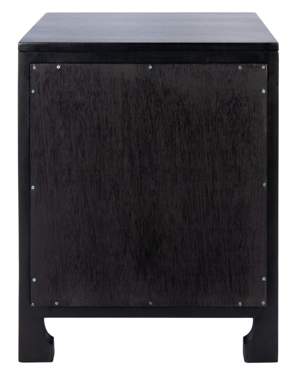 Safavieh Dave Coastal Style Nightstand With Storage, Natural Wood Frame & Rattan For Modern Interiors Black/Natural NST4003D