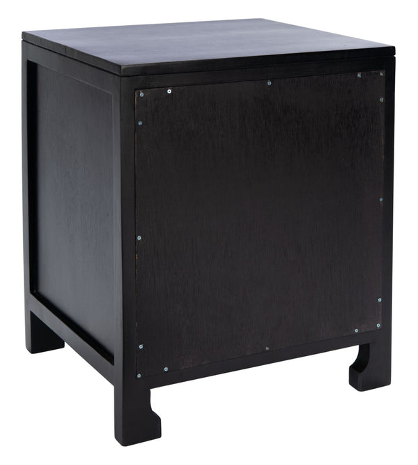 Safavieh Dave Coastal Style Nightstand With Storage, Natural Wood Frame & Rattan For Modern Interiors Black/Natural NST4003D