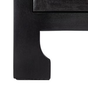 Safavieh Dave Coastal Style Nightstand With Storage, Natural Wood Frame & Rattan For Modern Interiors Black/Natural NST4003D