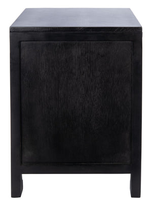 Safavieh Dave Coastal Style Nightstand With Storage, Natural Wood Frame & Rattan For Modern Interiors Black/Natural NST4003D