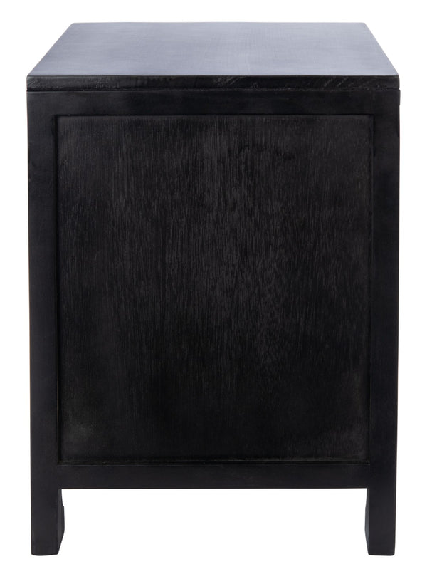 Safavieh Dave Coastal Style Nightstand With Storage, Natural Wood Frame & Rattan For Modern Interiors Black/Natural NST4003D