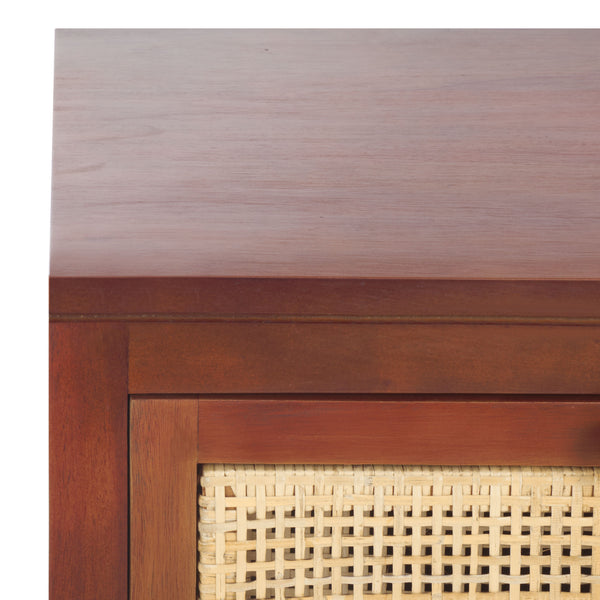 Safavieh Dave 1 Drawer 1 Door Nightstand - Dark Natural Elegance For Stylish Storage In Any Bedroom Or Living Room Dark Natural ,Natural Carb P2 Plywood,Weaving Nst4003e