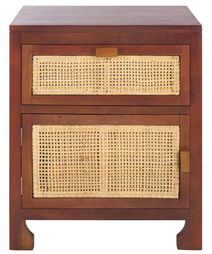 Safavieh Dave 1 Drawer 1 Door Nightstand - Dark Natural Elegance For Stylish Storage In Any Bedroom Or Living Room Dark Natural ,Natural Carb P2 Plywood,Weaving Nst4003e