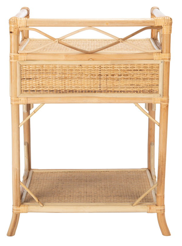Safavieh Rumi Nightstand With 1 Drawer & 1 Shelf – Coastal Chic Design With Natural Wood & Rattan Accents Natural Carb P2 Plywood,Weaving Nst4004a