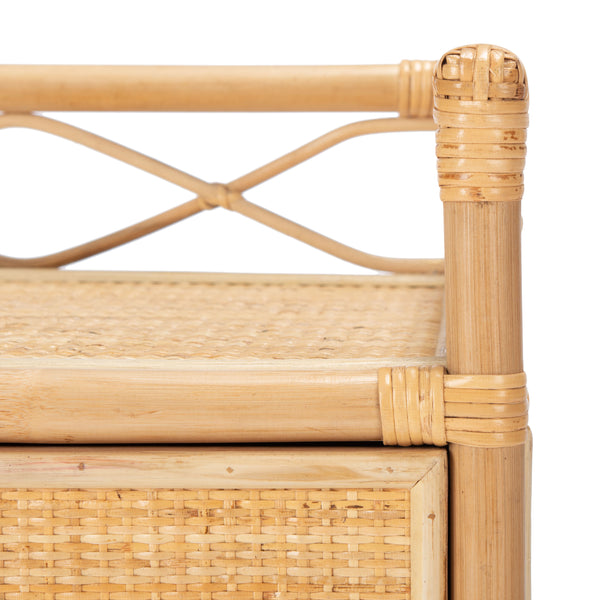 Safavieh Rumi Nightstand With 1 Drawer & 1 Shelf – Coastal Chic Design With Natural Wood & Rattan Accents Natural Carb P2 Plywood,Weaving Nst4004a