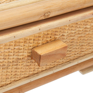 Safavieh Rumi Nightstand With 1 Drawer & 1 Shelf – Coastal Chic Design With Natural Wood & Rattan Accents Natural Carb P2 Plywood,Weaving Nst4004a