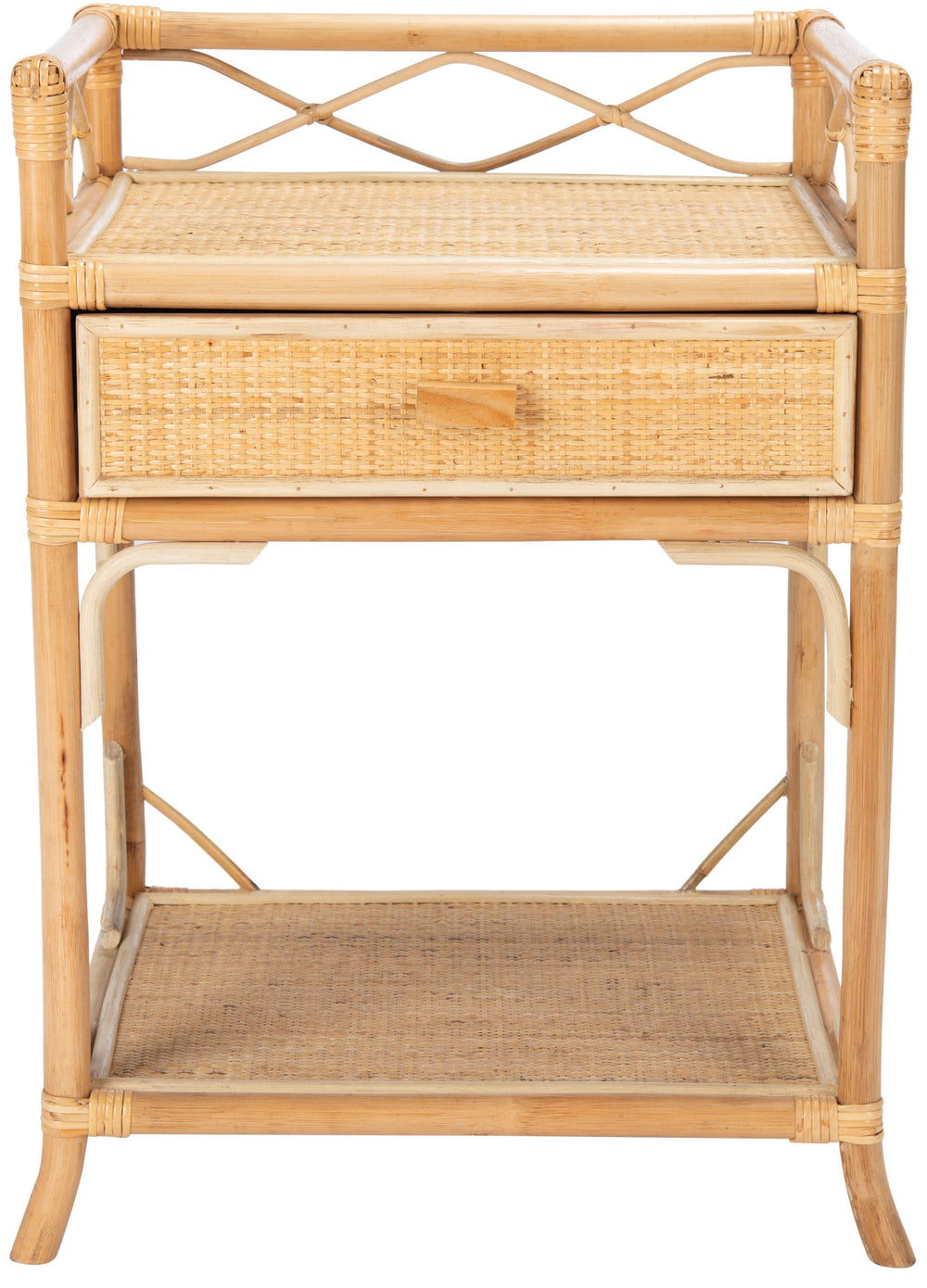 Safavieh Rumi Nightstand With 1 Drawer & 1 Shelf – Coastal Chic Design With Natural Wood & Rattan Accents Natural Carb P2 Plywood,Weaving Nst4004a