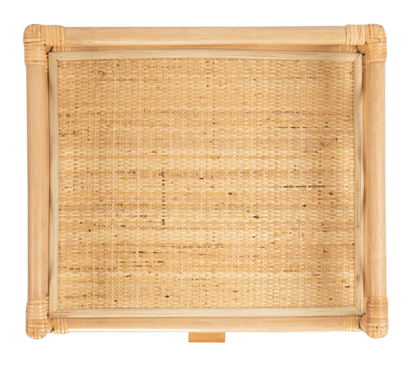 Safavieh Rumi Nightstand With 1 Drawer & 1 Shelf – Coastal Chic Design With Natural Wood & Rattan Accents Natural Carb P2 Plywood,Weaving Nst4004a